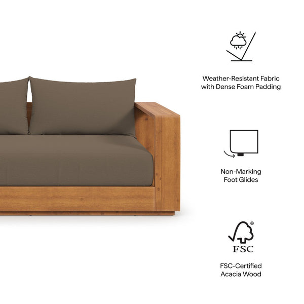 Modway Furniture Tahoe Acacia Wood Outdoor Loveseat – Stylish, Durable, Water-Resistant Seating for Patios & Porches Natural Cocoa EEI-6783-NAT-COA