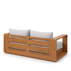 Modway Furniture Tahoe Acacia Wood Outdoor Loveseat – Stylish, Durable, Water-Resistant Seating for Patios & Porches Natural Light Gray EEI-6783-NAT-LGR