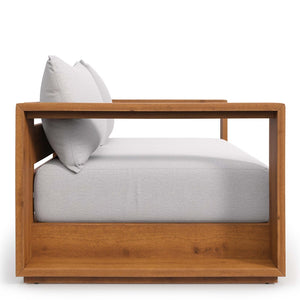 Modway Furniture Tahoe Acacia Wood Outdoor Loveseat – Stylish, Durable, Water-Resistant Seating for Patios & Porches Natural Light Gray EEI-6783-NAT-LGR