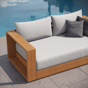 Modway Furniture Tahoe Acacia Wood Outdoor Loveseat – Stylish, Durable, Water-Resistant Seating for Patios & Porches Natural Light Gray EEI-6783-NAT-LGR