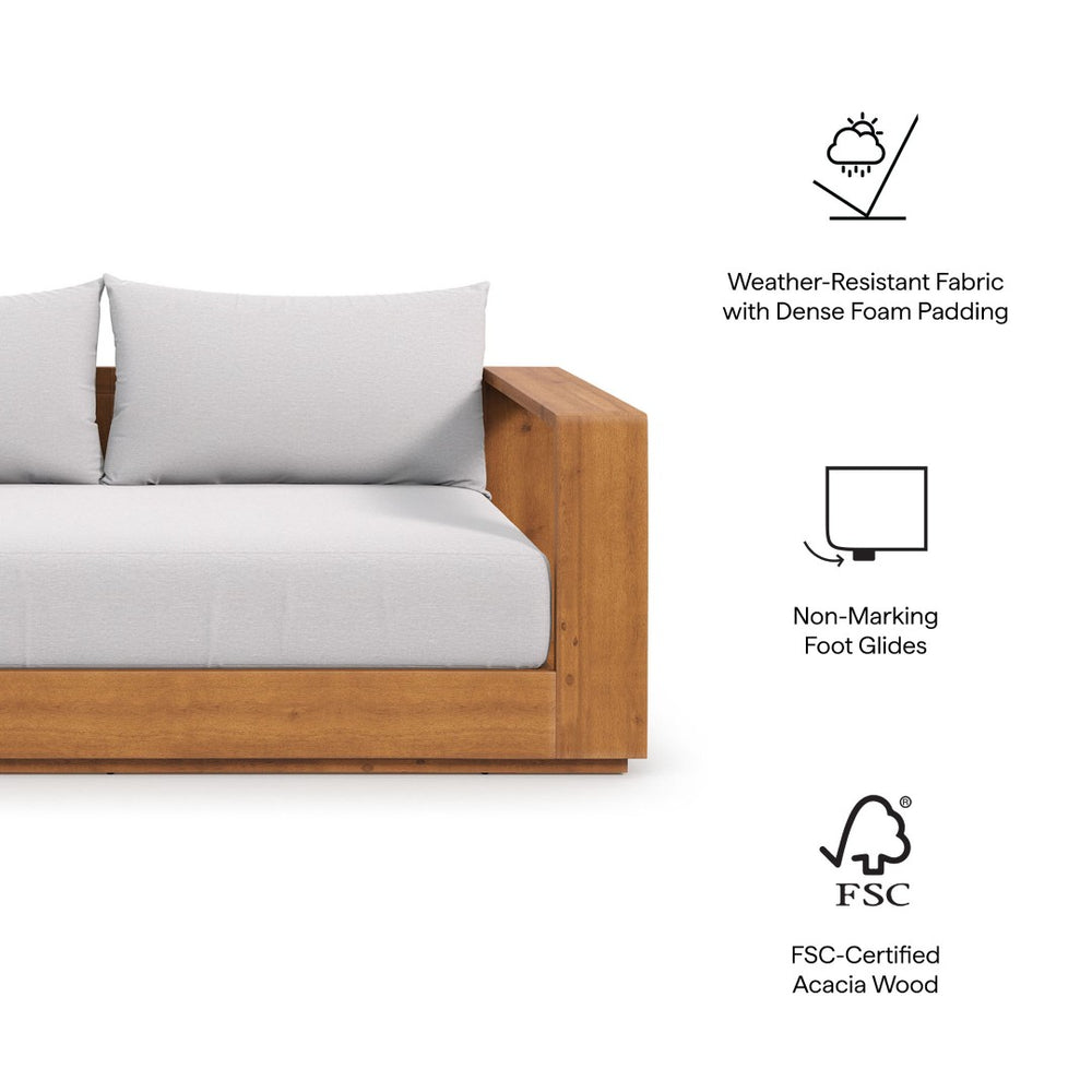 Modway Furniture Tahoe Acacia Wood Outdoor Loveseat – Stylish, Durable, Water-Resistant Seating for Patios & Porches Natural Light Gray EEI-6783-NAT-LGR