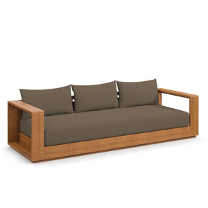 Modway Furniture Tahoe Outdoor Acacia Wood Sofa - Stylish All-Weather Comfort for Your Patio or Garden Retreat Natural Cocoa EEI-6784-NAT-COA