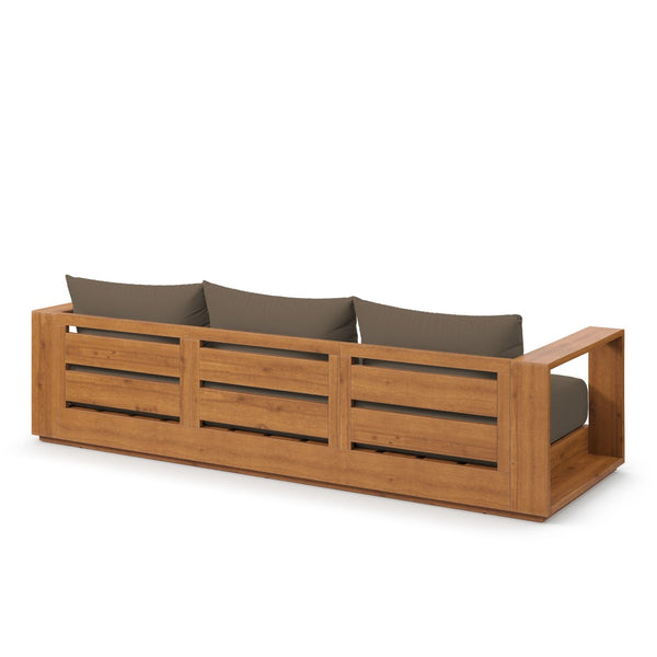 Modway Furniture Tahoe Outdoor Acacia Wood Sofa - Stylish All-Weather Comfort for Your Patio or Garden Retreat Natural Cocoa EEI-6784-NAT-COA