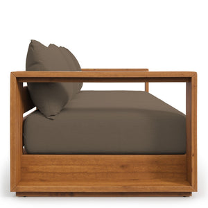 Modway Furniture Tahoe Outdoor Acacia Wood Sofa - Stylish All-Weather Comfort for Your Patio or Garden Retreat Natural Cocoa EEI-6784-NAT-COA