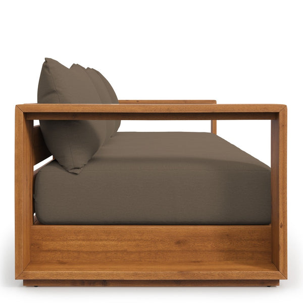 Modway Furniture Tahoe Outdoor Acacia Wood Sofa - Stylish All-Weather Comfort for Your Patio or Garden Retreat Natural Cocoa EEI-6784-NAT-COA