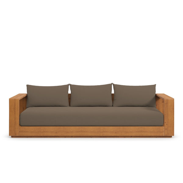 Modway Furniture Tahoe Outdoor Acacia Wood Sofa - Stylish All-Weather Comfort for Your Patio or Garden Retreat Natural Cocoa EEI-6784-NAT-COA