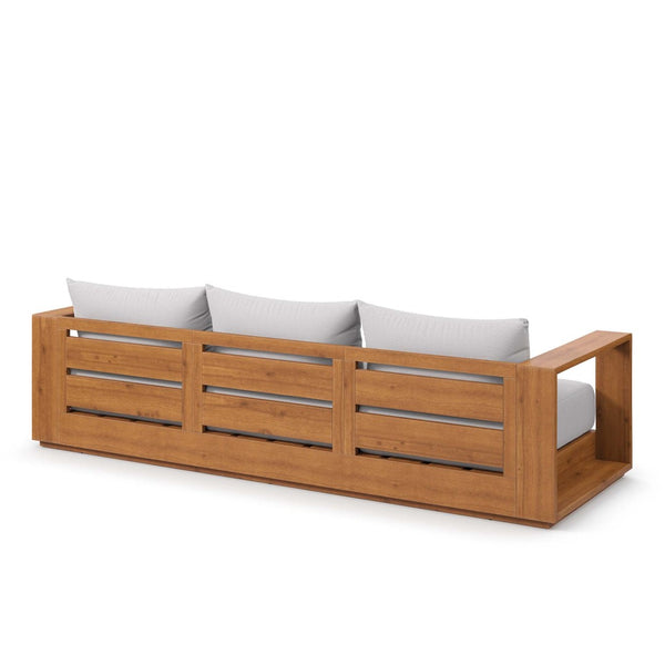 Modway Furniture Tahoe Outdoor Acacia Wood Sofa - Stylish All-Weather Comfort for Your Patio or Garden Retreat Natural Light Gray EEI-6784-NAT-LGR