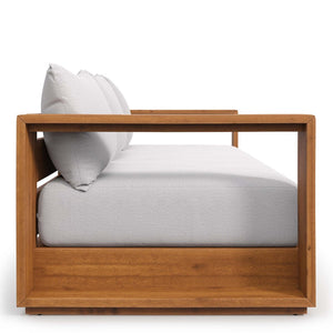 Modway Furniture Tahoe Outdoor Acacia Wood Sofa - Stylish All-Weather Comfort for Your Patio or Garden Retreat Natural Light Gray EEI-6784-NAT-LGR