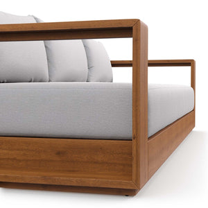 Modway Furniture Tahoe Outdoor Acacia Wood Sofa - Stylish All-Weather Comfort for Your Patio or Garden Retreat Natural Light Gray EEI-6784-NAT-LGR