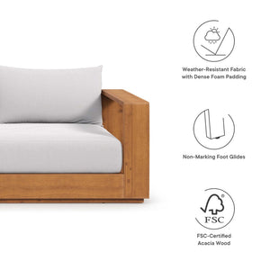 Modway Furniture Tahoe Outdoor Acacia Wood Sofa - Stylish All-Weather Comfort for Your Patio or Garden Retreat Natural Light Gray EEI-6784-NAT-LGR