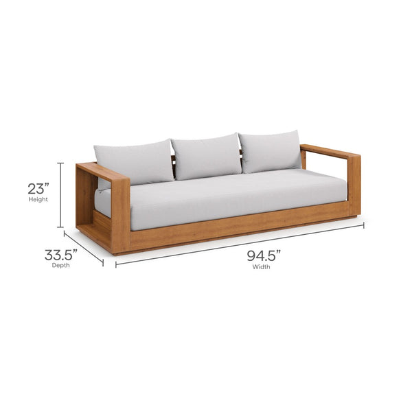 Modway Furniture Tahoe Outdoor Acacia Wood Sofa - Stylish All-Weather Comfort for Your Patio or Garden Retreat Natural Light Gray EEI-6784-NAT-LGR