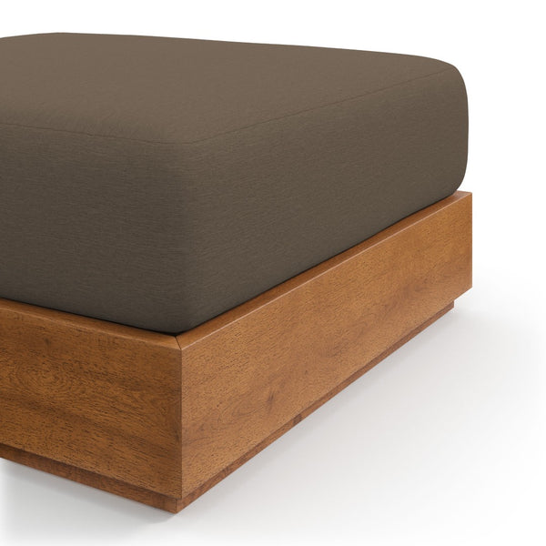 Modway Furniture Tahoe Outdoor Patio Acacia Wood Ottoman - Stylish, Durable, All-Weather Footstool for Modern Spaces Natural Cocoa EEI-6785-NAT-COA