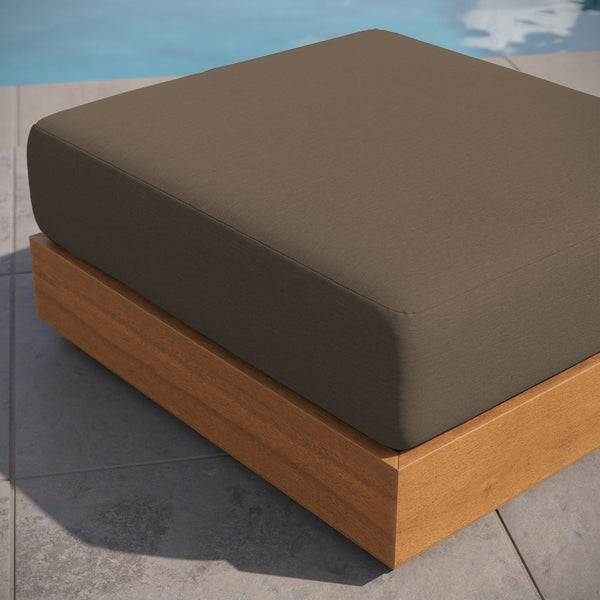 Modway Furniture Tahoe Outdoor Patio Acacia Wood Ottoman - Stylish, Durable, All-Weather Footstool for Modern Spaces Natural Cocoa EEI-6785-NAT-COA