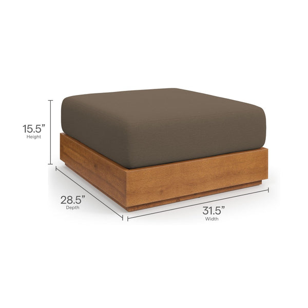 Modway Furniture Tahoe Outdoor Patio Acacia Wood Ottoman - Stylish, Durable, All-Weather Footstool for Modern Spaces Natural Cocoa EEI-6785-NAT-COA