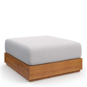 Tahoe Outdoor Patio Acacia Wood Ottoman Gray, Natural Light Gray EEI-6785-NAT-LGR