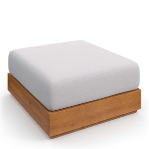 Modway Furniture Tahoe Outdoor Patio Acacia Wood Ottoman - Stylish, Durable, All-Weather Footstool for Modern Spaces Natural Light Gray EEI-6785-NAT-LGR