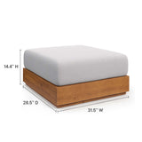 Tahoe Outdoor Patio Acacia Wood Ottoman Gray, Natural Light Gray EEI-6785-NAT-LGR