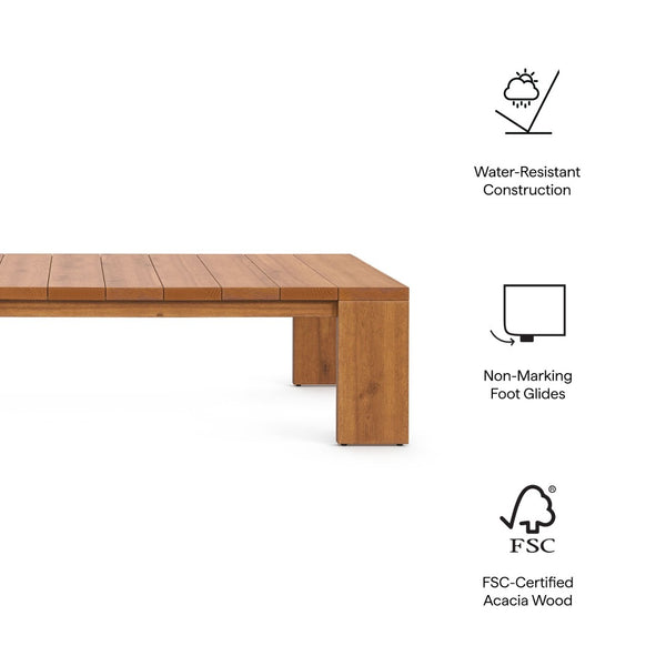 Modway Furniture Tahoe Outdoor Acacia Wood Coffee Table - Weather-Resistant, Stylish & Durable for Patios & Decks EEI-6786-NAT