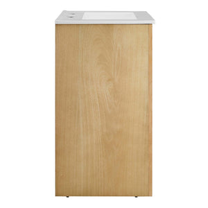 Modway Furniture Appia 24" Compact Bathroom Vanity with Integrated Ceramic Sink and Retro Charm for Small Spaces Oak White EEI-6788-OAK-WHI