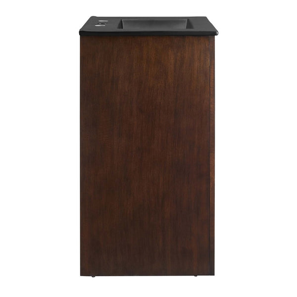 Modway Furniture Appia 24" Bathroom Vanity - Retro-Inspired Design with Black Ceramic Sink and Ample Storage Space Walnut Black EEI-6789-WAL-BLK