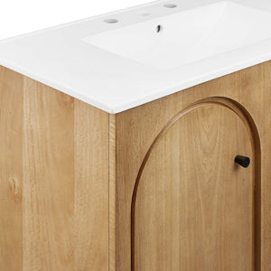Modway Furniture Appia 36" Bathroom Vanity with Integrated Ceramic Sink and Soft-Close Doors for Organized Storage Oak White EEI-6790-OAK-WHI