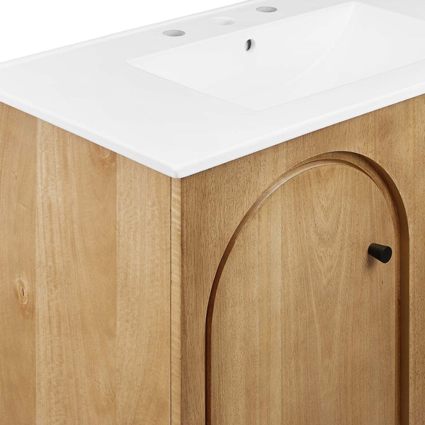 Modway Furniture Appia 36" Bathroom Vanity with Integrated Ceramic Sink and Soft-Close Doors for Organized Storage Oak White EEI-6790-OAK-WHI
