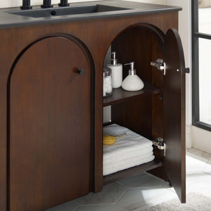 Modway Furniture Appia 36" Bathroom Vanity - Mid-Century Modern Design with Soft-Close Doors and Ceramic Sink Walnut Black EEI-6791-WAL-BLK