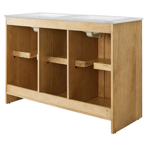 Modway Furniture Appia 48" Double Sink Bathroom Vanity - Stylish Retro Design with Ample Storage and Soft-Close Hinges Oak White EEI-6792-OAK-WHI