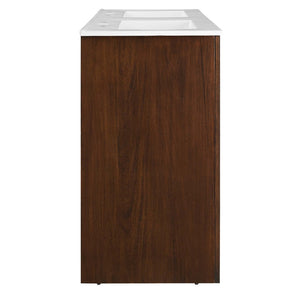 Modway Furniture Appia 48" Double Sink Bathroom Vanity - Stylish Retro Design with Ample Storage and Soft-Close Hinges Walnut White EEI-6792-WAL-WHI