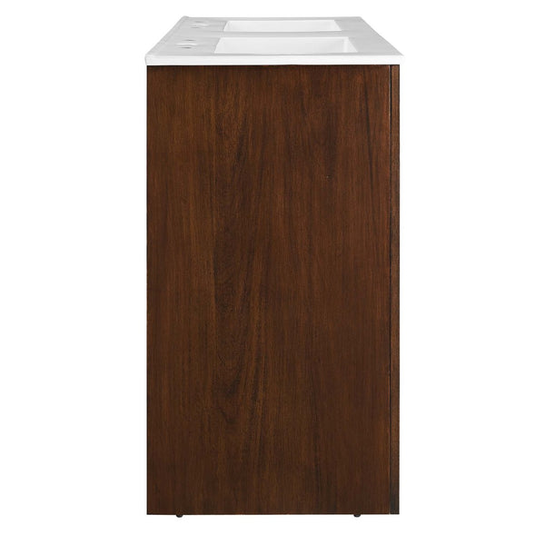 Modway Furniture Appia 48" Double Sink Bathroom Vanity - Stylish Retro Design with Ample Storage and Soft-Close Hinges Walnut White EEI-6792-WAL-WHI