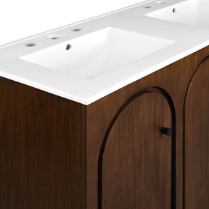 Modway Furniture Appia 48" Double Sink Bathroom Vanity - Stylish Retro Design with Ample Storage and Soft-Close Hinges Walnut White EEI-6792-WAL-WHI