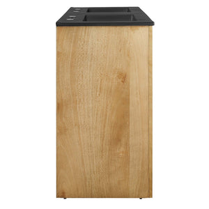 Modway Furniture Appia 48" Double Sink Bathroom Vanity with Retro Charm, Soft-Close Doors, & Ample Storage Space Oak Black EEI-6793-OAK-BLK