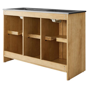 Modway Furniture Appia 48" Double Sink Bathroom Vanity with Retro Charm, Soft-Close Doors, & Ample Storage Space Oak Black EEI-6793-OAK-BLK