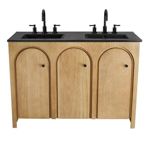Modway Furniture Appia 48" Double Sink Bathroom Vanity with Retro Charm, Soft-Close Doors, & Ample Storage Space Oak Black EEI-6793-OAK-BLK