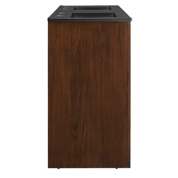 Modway Furniture Appia 48" Double Sink Bathroom Vanity with Retro Charm, Soft-Close Doors, & Ample Storage Space Walnut Black EEI-6793-WAL-BLK