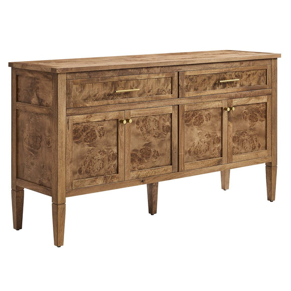 Modway Furniture Elysian 62" Wood Sideboard - Sculptural Mango Wood Buffet with Soft-Close Drawers & Modern Design Brown EEI-6794-BRN