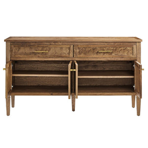 Modway Furniture Elysian 62" Wood Sideboard - Sculptural Mango Wood Buffet with Soft-Close Drawers & Modern Design Brown EEI-6794-BRN