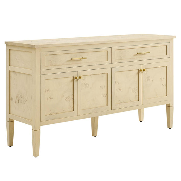 Modway Furniture Elysian 62" Wood Sideboard - Sculptural Mango Wood Buffet with Soft-Close Drawers & Modern Design Bleached Burl EEI-6794-BUR