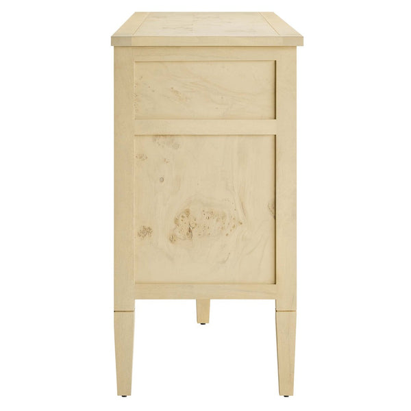 Modway Furniture Elysian 62" Wood Sideboard - Sculptural Mango Wood Buffet with Soft-Close Drawers & Modern Design Bleached Burl EEI-6794-BUR