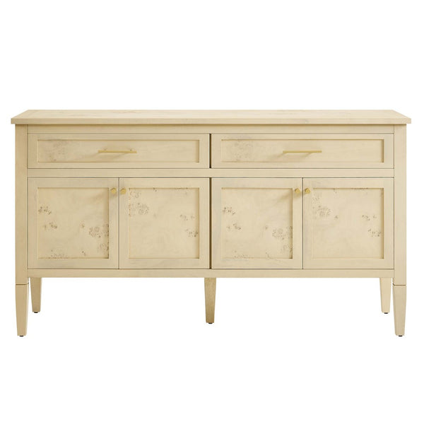 Modway Furniture Elysian 62" Wood Sideboard - Sculptural Mango Wood Buffet with Soft-Close Drawers & Modern Design Bleached Burl EEI-6794-BUR