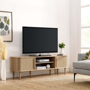 Modway Furniture Contour 63" Mid-Century Modern Wood TV Stand with Stylish Storage and Adjustable Shelves for Your Home Oak EEI-6795-OAK