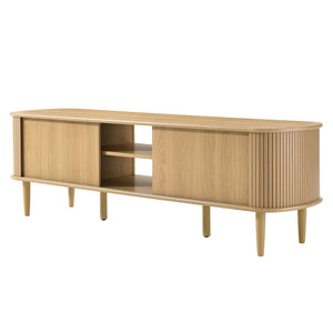 Modway Furniture Contour 63" Mid-Century Modern Wood TV Stand with Stylish Storage and Adjustable Shelves for Your Home Oak EEI-6795-OAK