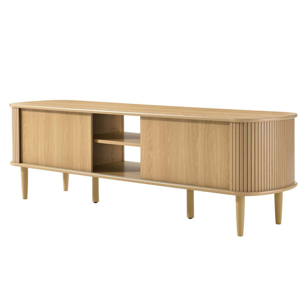 Modway Furniture Contour 63" Mid-Century Modern Wood TV Stand with Stylish Storage and Adjustable Shelves for Your Home Oak EEI-6795-OAK