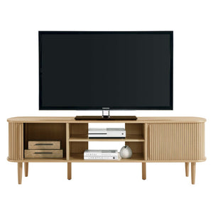 Modway Furniture Contour 63" Mid-Century Modern Wood TV Stand with Stylish Storage and Adjustable Shelves for Your Home Oak EEI-6795-OAK