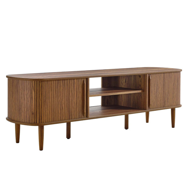 Modway Furniture Contour 63" Mid-Century Modern Wood TV Stand with Stylish Storage and Adjustable Shelves for Your Home Walnut EEI-6795-WAL