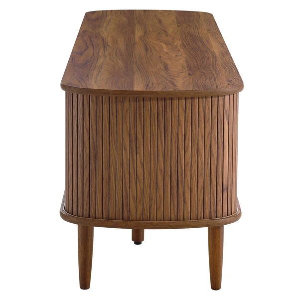 Modway Furniture Contour 63" Mid-Century Modern Wood TV Stand with Stylish Storage and Adjustable Shelves for Your Home Walnut EEI-6795-WAL