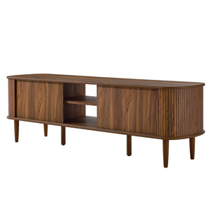 Modway Furniture Contour 63" Mid-Century Modern Wood TV Stand with Stylish Storage and Adjustable Shelves for Your Home Walnut EEI-6795-WAL