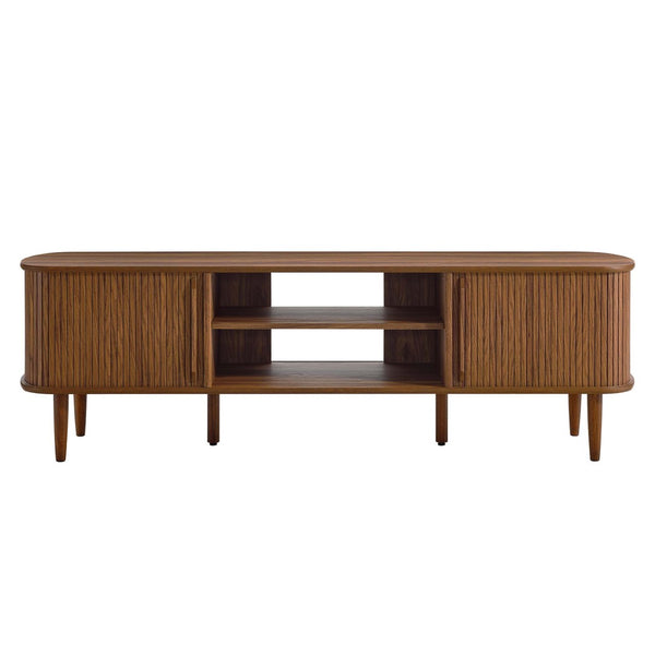 Modway Furniture Contour 63" Mid-Century Modern Wood TV Stand with Stylish Storage and Adjustable Shelves for Your Home Walnut EEI-6795-WAL