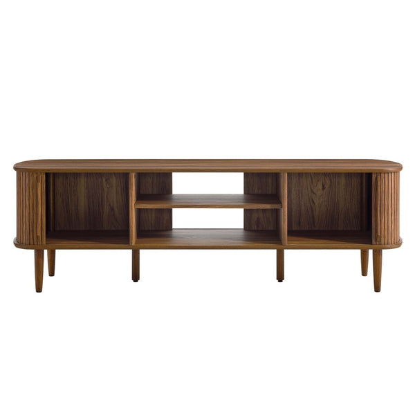 Modway Furniture Contour 63" Mid-Century Modern Wood TV Stand with Stylish Storage and Adjustable Shelves for Your Home Walnut EEI-6795-WAL