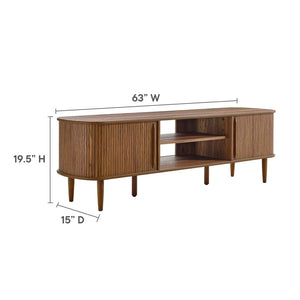 Modway Furniture Contour 63" Mid-Century Modern Wood TV Stand with Stylish Storage and Adjustable Shelves for Your Home Walnut EEI-6795-WAL